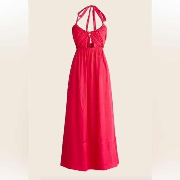 J. CREW Pink Halter Cutout Featherweight Satin Dress - Picture 1 of 10